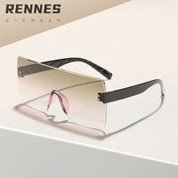[RTS] Lunettes de soleil unisexes Rennes ZY814 de haute qualité, sans monture, grandes et carrées, protection UV400 %, pour l'extérieur