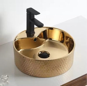 Lavabo moderne <span class=keywords><strong>CORONIS</strong></span> à poser sur comptoir, en céramique, finition or électrolytique, résistant aux rayures, facile à nettoyer, 9L - Product Image 5