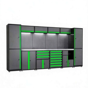 Conjunto de Gabinetes de Garaje en Forma de L Todo en Uno con Cajones para <span class=keywords><strong>Herramientas</strong></span> y Paneles Perforados - Product Image 4