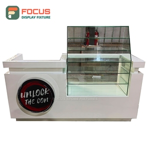 Commercial Smoke Shop Display Cabinet Wood Glass Counter LED <b>Lighting</b> Tobacco Display Cabinet - Product Image 3