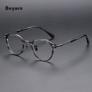 Boyarn Factory Wholesale Hot Sale Pure Tttanium Acetate Eyewear Transparent <strong>Grey</strong> Optical <strong>Frames</strong> Eyeglasses <strong>Frames</strong> for Men - Product Image 1