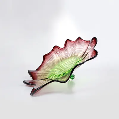 Popular art decoration handmade glass plates wall lamp light murano flower shaped glass plates