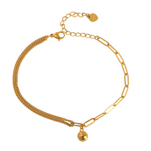 Nouvelle Chaîne de Cheville Tendance en Perles Dorées pour Femme - Chaîne de Cheville en Acier Inoxydable Plaqué Or 18K, Inaltérable et Hypoallergénique - Product Image 2