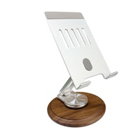Nouveauté, support de téléphone portable en bois de noyer moderne, support de tablette en métal réglable en hauteur à 360 degrés, universel