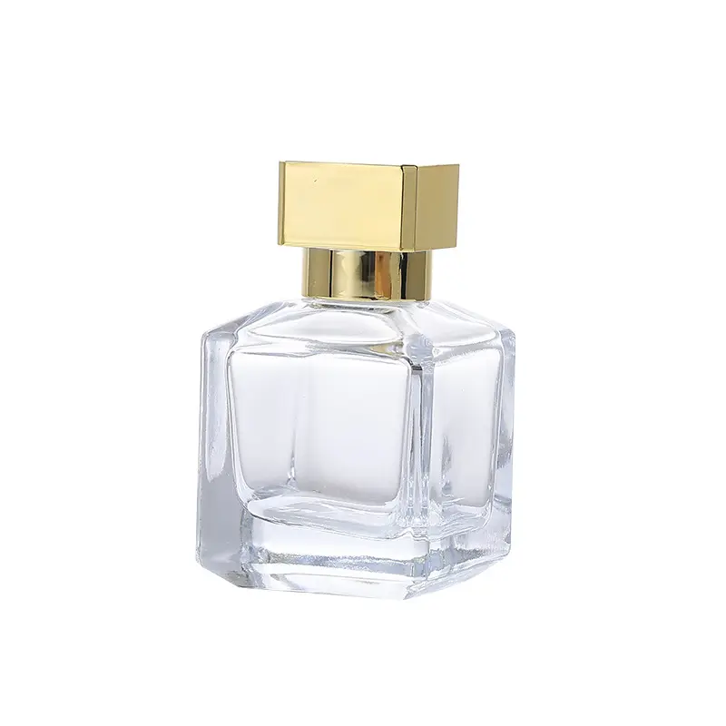 Botol semprot parfum kaca 50ml 70ml dengan tutup persegi botol parfum kosong kustom persegi panjang mewah
