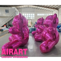 Ballon gonflable hermétique en forme d'ours, couleur personnalisée, découpé au laser, ballon miroir silencieux pour fête, décoration gonflable en forme d'ours