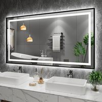 Miroir de salle de bain intelligent LED argenté avec éclairage rétroéclairé, capteur tactile, design mural moderne, anti-buée, idéal pour anniversaires et mariages