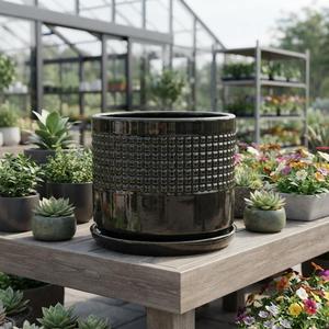 Grands pots à fleurs en céramique pour plantes d'extérieur et d'intérieur, pots à plantes modernes, jardinières rondes, décoration de jardin, patio, maison, vente en gros - Product Image 1