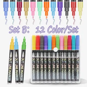 زينة عيد الميلاد Somagi 20 ألوان مختلفة تلميح أقلام تلوين القلم المياه القائمة الحبر مزدوجة مخطط خط مجموعة أقلام تحديد