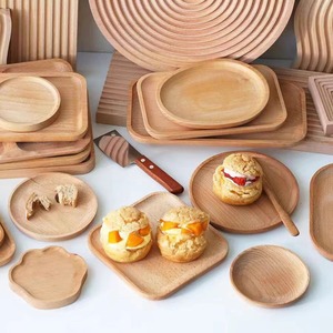 Plateau de service en bois de hêtre de style japonais, ovale, rond, carré, couleur naturelle, pour desserts, gâteaux, usage domestique et cuisine - Product Image 4