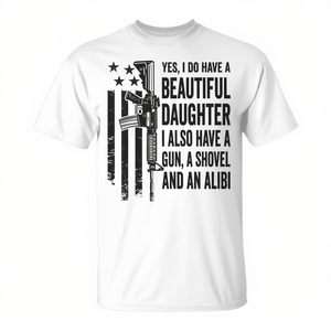 Camiseta Daughter Gun Shovel Alibi de manga corta, unisex, cuello redondo, para adultos, con serigrafía promocional - Product Image 3