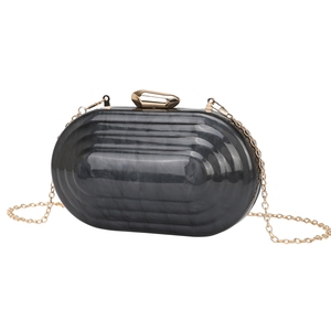 Women Elegant Oval Marbling Acrylic Wedding Clutch <b>Purse</b> Metal Chain Evening Handbag for Dinner Night Out Bar - Product Image 1