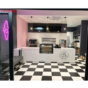 Thiết kế tuyệt đẹp nhà hàng Sushi cửa hàng <span class=keywords><strong>corian</strong></span> rắn bề mặt quầy bar L Hình dạng đá thực phẩm thanh phân - Product Image 3