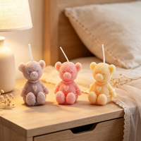 Bougie décorative en forme d'ours mignon, bougie artisanale en cire, décoration d'intérieur, article cadeau, OEM, marque privée