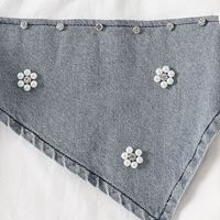 Ensemble de tenue d'été pour filles, t-shirt à patchwork avec strass, jupe bouffante en denim à nœud, vêtements décontractés