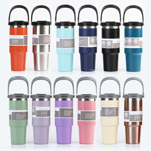 Free <b>Personalized</b> logo 30oz Powder Coated Travel Thermo Mug Vacuum 20oz Coffee Stainless Steel Tumbler with Handle - Product Image 6