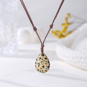 Kalung Liontin Tetesan Air Kecil Kristal Penyembuhan Amethyst Alami Perhiasan Batu Tenun Tangan Kalung Rantai Tali Minimalis - Product Image 3