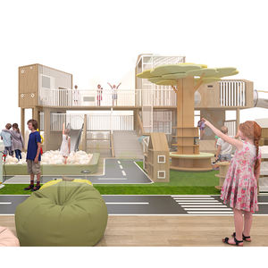 Parque de juegos de madera natural, juego de rol de piscina de bolas, juego suave, tienda de juegos para interiores, tobogán de acero inoxidable - Product Image 6