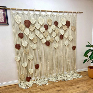 Nouveau rideau mural en <span class=keywords><strong>macramé</strong></span> personnalisé avec des feuilles, rideau en <span class=keywords><strong>macramé</strong></span> pour mariage, toile de fond W9199 - Product Image 5