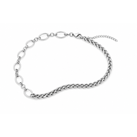 Collier chaîne exclusif en acier inoxydable avec patch argenté, résistant à la décoloration, polyvalent pour tenue de travail, accessoire de col à verrouillage