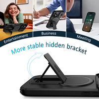 Accessoires de téléphone portable de luxe personnalisés en TPU+PC, design blindé, antichoc, magnétique, pour iPhone 16 Pro Max avec support à bande