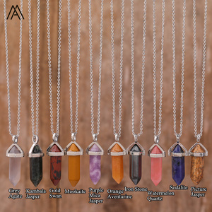 1 Zoll Natürlicher Echter Edelstein Doppelspitzen-Sechseck-Perlenanhänger Halskette im Boho-Stil für Damengeschenke - Product Image 4