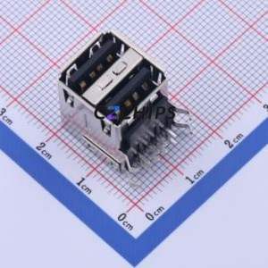 907-152A1022D10200 USB Connector Bent Lead Through Hole Connector Type-A USB 2.0 Female Right Angle Insert - Product Image 1