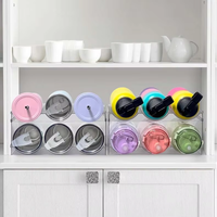 Grand support organisateur de bouteille d'eau sur pied pliable en plastique à 4 niveaux supports de stockage empilables armoire réfrigérateur double OEM ODM