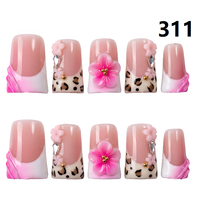 Faux Ongles Press-On Faits Main 651-655 Couleurs Fleurs Canard, 10 Pièces, Styles de Design Uniques pour Doigts