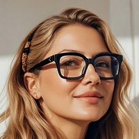 Nouvelles montures de lunettes anti-lumière bleue pour femmes, monture carrée, imprimé léopard, style minimaliste, monture intégrale, verres PC, design à clous de riz