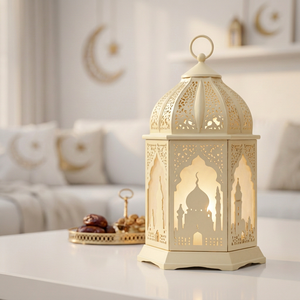 Última Novedad en Decoración para el Hogar para el Ramadán 2027, Farol de Vela de Metal y Vidrio Hecho a Mano en Marruecos, Estilo Antiguo, con Diseño de Mezquita - Product Image 6