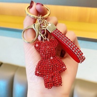 Porte-clés Ours en Cristal Strass, Breloque pour Sac à Main, Voiture, Sac, en Métal