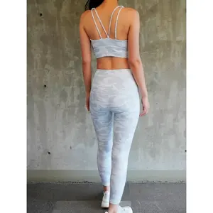 Ensemble de sport camouflage blanc, leggings avec haut, polyamide/élasthanne hautement élastique, coussinets amovibles, lavage à la main ou nettoyage à sec professionnel - Product Image 3