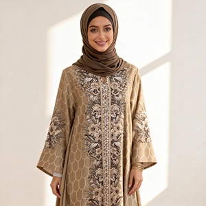 ชุดอาบายะห์พิมพ์ลายคริสตัลหรูหราสำหรับสตรีมุสลิม - ชุดเดรสงานแต่งงานหรูหรา ยาวแบบแม็กซี่ ผ้าพรีเมียม รับผลิตตามแบบ OEM ODM - Product Image 1