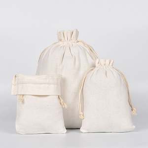 Reversible 10*15cm Cotton Drawstring Pouch <b>Party</b> Wedding Home Storage <b>Supplies</b> Logo Jewelry Reusable Muslin Sachet Bag for Craft - Product Image 4
