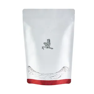 200G 90 mikron Kraft kağıt/AL/CPP parlak kaplama plastik vakum vana kahve çekirdekleri ayakta duran torba ambalaj çanta kilitli