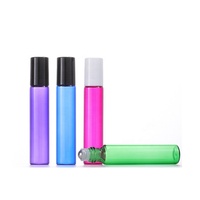 Flacons roll-on de luxe vides pour huiles essentielles et parfums, 10 ml, en verre sérigraphié, couleurs rose, bleu, vert, violet