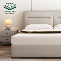 Meubles de chambre à coucher en bois massif de qualité supérieure, lit king size avec base en bois massif, lit rembourré en cuir, lit double moderne de luxe pour villa