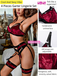 New High End Quality <strong>Women's</strong> Velvet <strong>Sexy</strong> Fashion Gathering Slim Fit Fun Underwear Set <strong>Women's</strong> Wear - Product Image 1