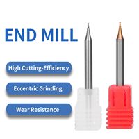 RUIMENG 0.2mm-0.9mm Micro Grain Tungsten Carbide Flat End Mill Titanium Coated 2 Flutes Alat Pemotong CNC 3mm Ujung Pemotong 3mm