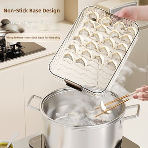 Three-Layer Plastic Dumplings Food Storage Container With <b>Sealed</b> Snap Closure For Kitchen Organization Minimalist Design - Product Image 5