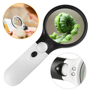 Loupe de lecture en plastique à double lentille avec 3 boules lumineuses LED, puissante, à maintien par clac, en promotion - Product Image 1