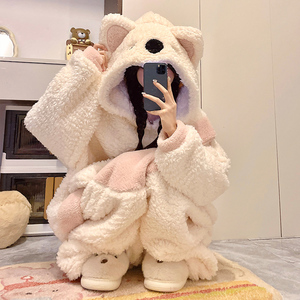 <span class=keywords><strong>Pigiama</strong></span> intero da donna <span class=keywords><strong>in</strong></span> <span class=keywords><strong>pile</strong></span> corallo, modello Samoyed, caldo e spesso, ideale per l'inverno, indossabile anche come capospalla. - Product Image 5