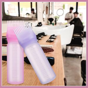 Pimoys 6Oz Root Comb Hair Dye Oil Applicator Bottles Scalp Purple |   Bouteille distributrice en plastique à presser avec échelle graduée et peigne intégré - Product Image 2