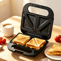 Grille-sandwich électrique 2 fentes avec voyant d'indication de puissance, compacte, pour petit-déjeuner, cuisine domestique et repas quotidiens