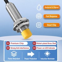 Capteur de proximité inductif étanche IP67 sans encastrage, distance de détection 4 mm, DC 12-24V NPN NO, détection de métaux cylindriques