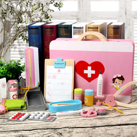Kit médical unisexe en bois Ensemble de jouets pour filles et garçons Simulation de jeu de rôle pour enfants d'âge préscolaire