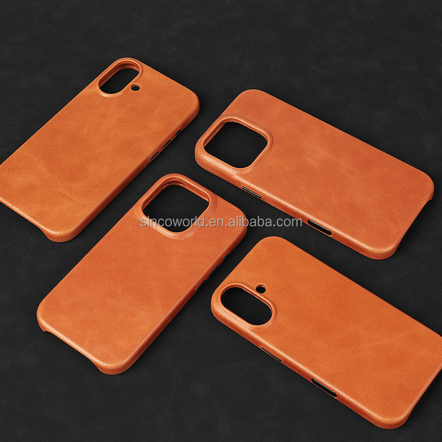 Customized logo Leather Phone case Custom Genuine Leather Phone case Magnetic Phone case with Camera Capture Button