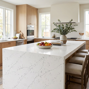 Encimera de Cocina de Cuarzo Artificial Blanco Carrara de Colorado Pulido de Alta Calidad para Superficie de Mesa de Comedor Prefabricada - Product Image 1