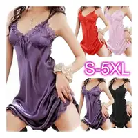 Sexy Satin Silk Lace Nightgown for Women
